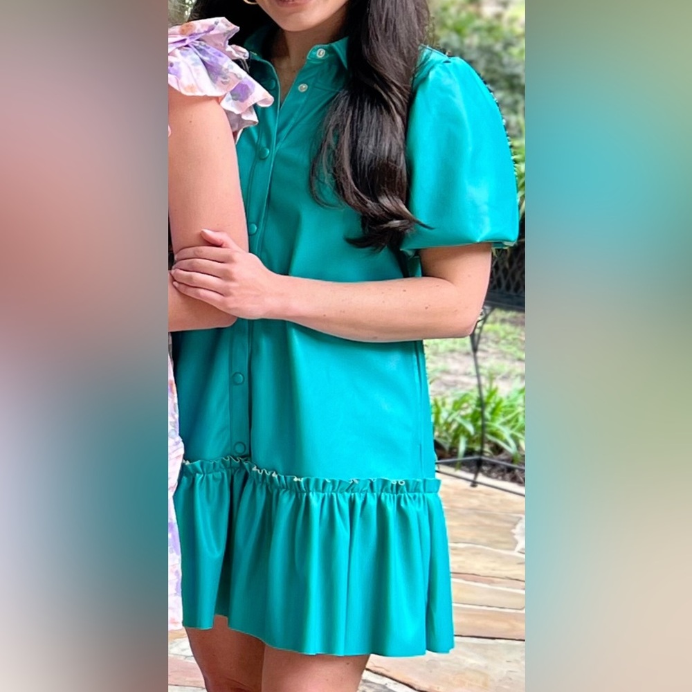 Leather Teal Dress